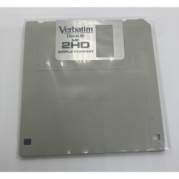 Apple Format 3.5” Floppy Disk Verbatim DataLife 2HD Vintage Plastic Sleeve - Picture 2 of 4